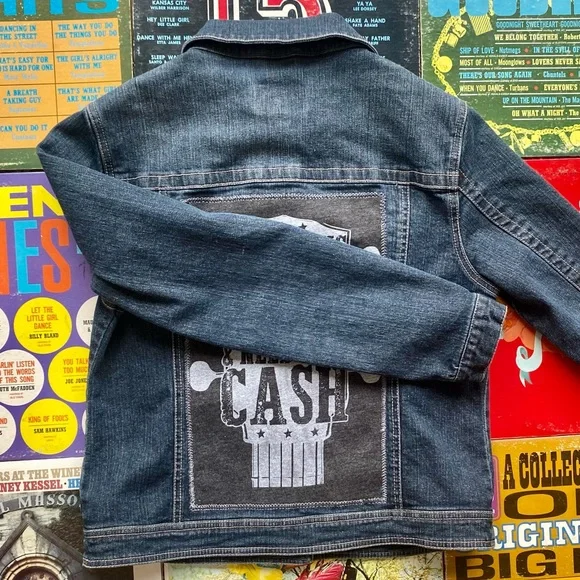 Custom Upcycled Lee Brand Denim Jacket W/ Embroidered Country Music Guitar Patch - Picture 4 of 16